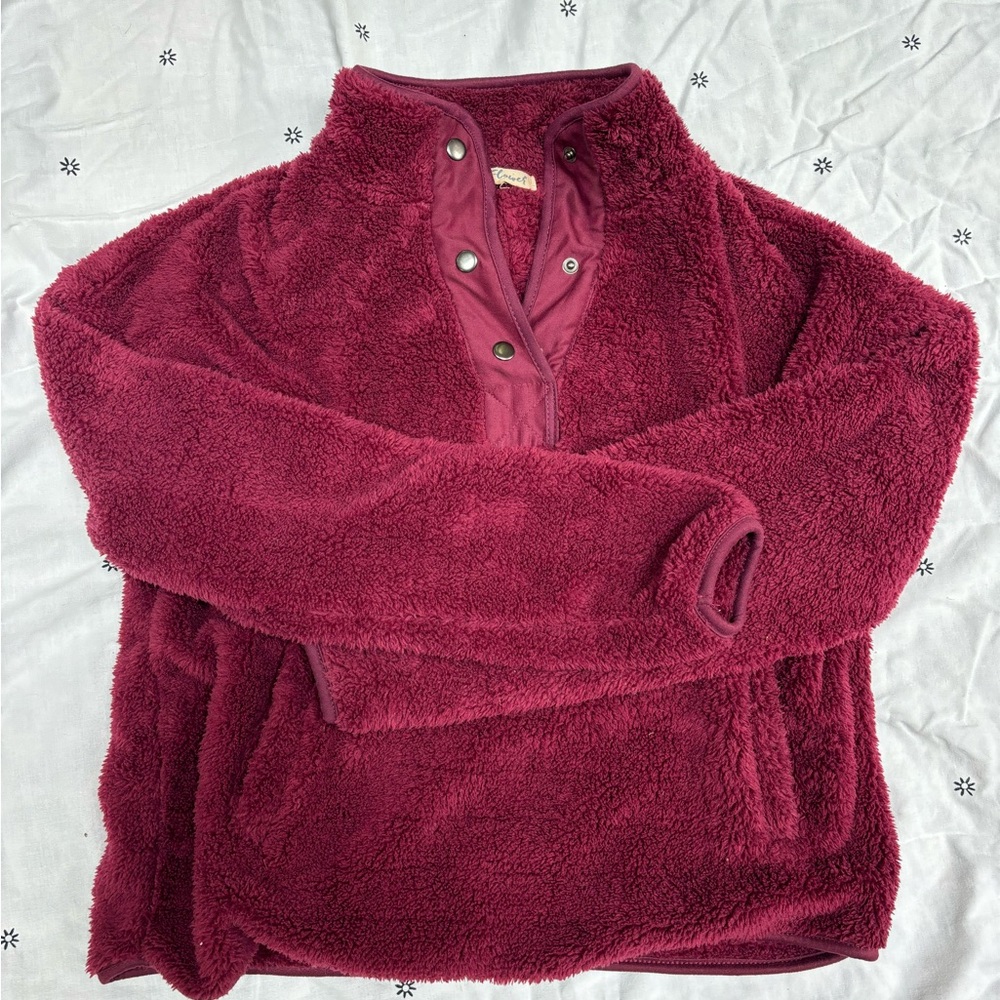 Wallflower Red Teddy Jacket Plush Fleece Stand-Up Collar